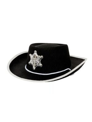 Kostümzubehör Cowboyhut mit Sheriff Stern schwarz 55