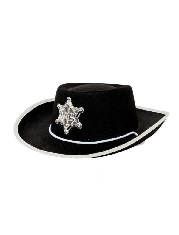 Kostümzubehör Cowboyhut mit Sheriff Stern schwarz 55