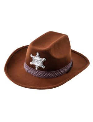 Kostümzubehör Cowboyhut mit Stern Kinder braun one size