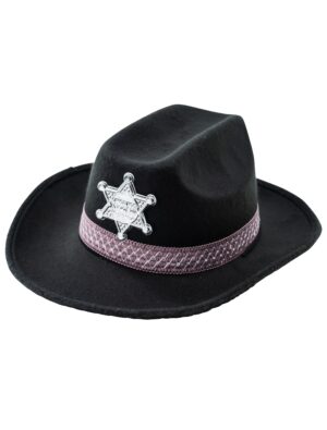 Kostümzubehör Cowboyhut mit Stern Kinder schwarz one size