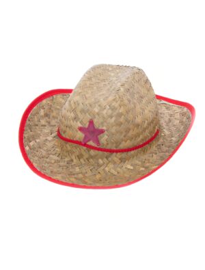 Kostümzubehör Cowboyhut mit Stern beige/rot 55