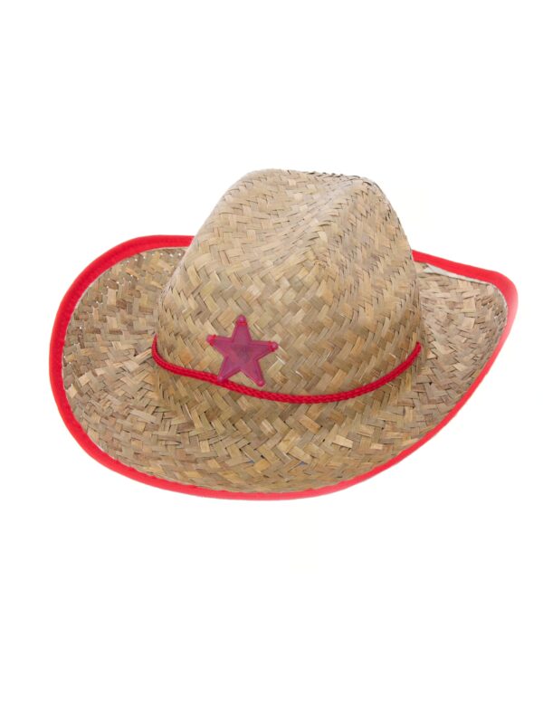 Kostümzubehör Cowboyhut mit Stern beige/rot 55