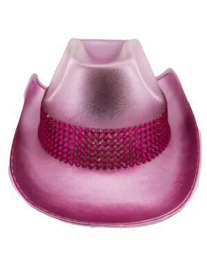 Kostümzubehör Cowboyhut mit Strasssteinen pink 59
