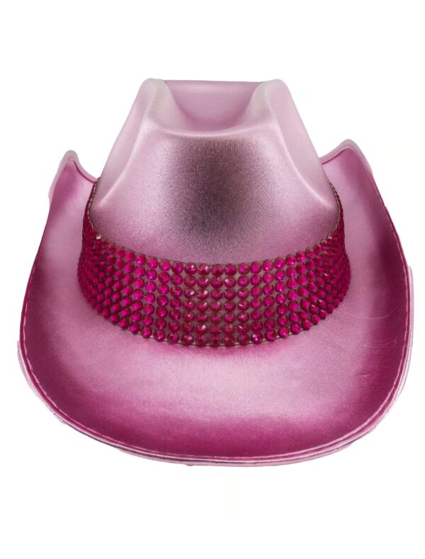 Kostümzubehör Cowboyhut mit Strasssteinen pink 59