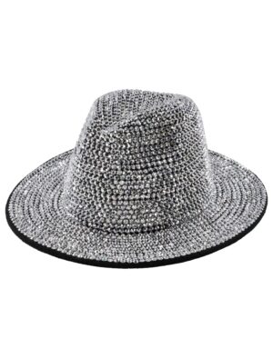 Kostümzubehör Cowboyhut mit Strasssteinen schwarz/silber one size