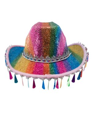 Kostümzubehör Cowgirlhut Pailletten mit Anhängern bunt 58 Farbe: bunt