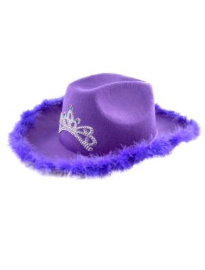 Kostümzubehör Cowgirlhut mit Marabu Unifarben lila one size