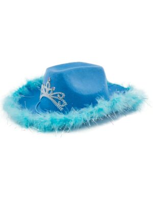 Kostümzubehör Cowgirlhut mit Marabu blau one size
