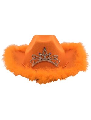 Kostümzubehör Cowgirlhut mit Marabu orange one size