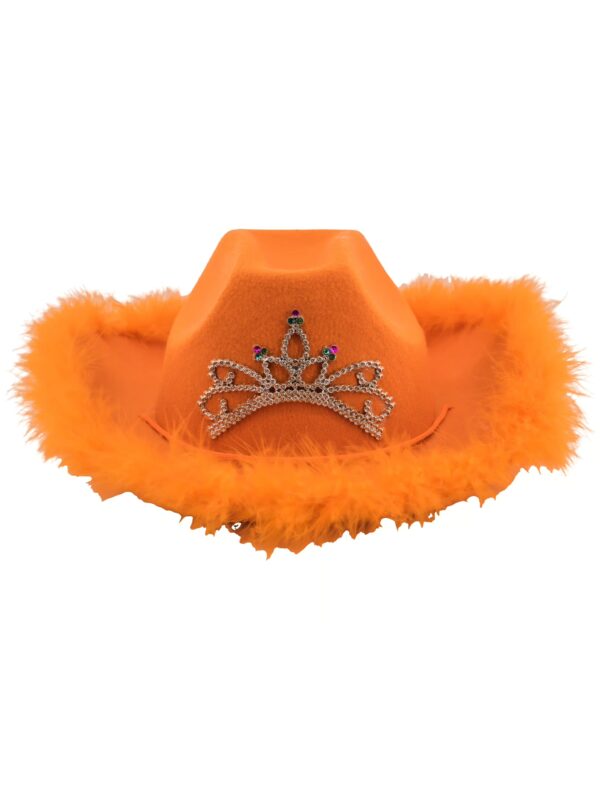 Kostümzubehör Cowgirlhut mit Marabu orange one size
