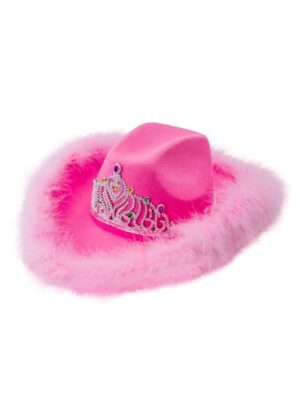 Kostümzubehör Cowgirlhut mit Marabu pink one size