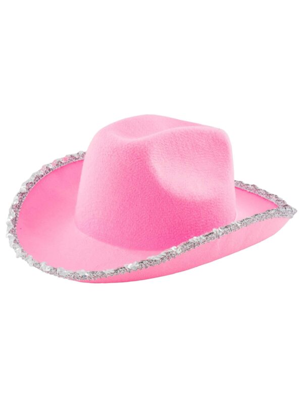 Kostümzubehör Cowgirlhut pink mit Pailletten one size