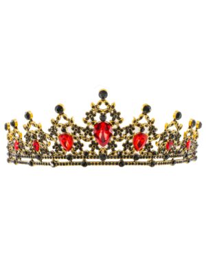 Kostümzubehör Diadem Blumen mit Steinen Damen schwarz/rot
