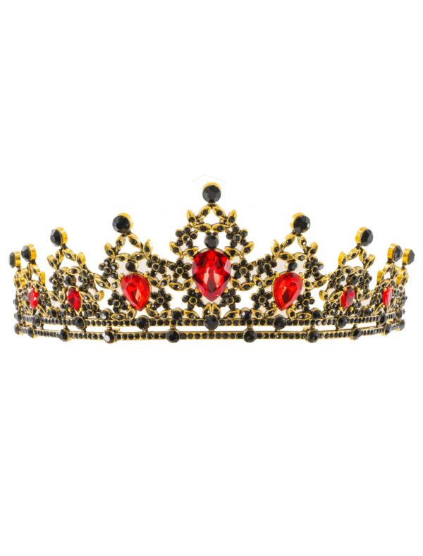 Kostümzubehör Diadem Blumen mit Steinen Damen schwarz/rot