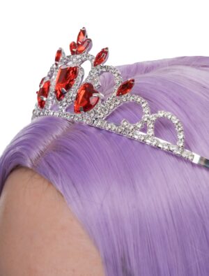 Kostümzubehör Diadem Eva mit Kristall Damen rot/silber