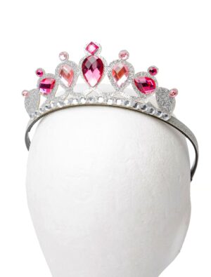 Kostümzubehör Diadem Johanna silber mit Steinen pink
