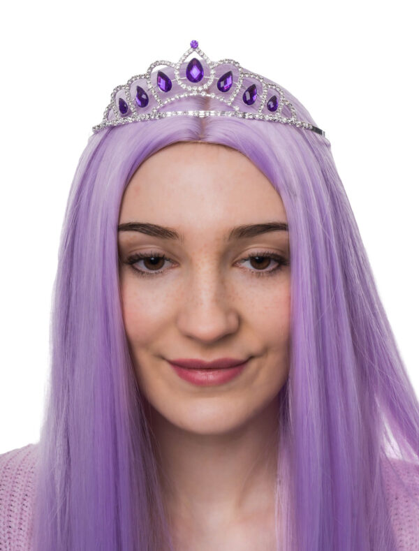 Kostümzubehör Diadem Katharina mit Kristall Damen lila/silber