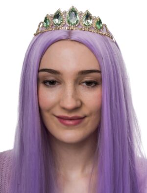Kostümzubehör Diadem gold mit Kristall Damen grün/gold
