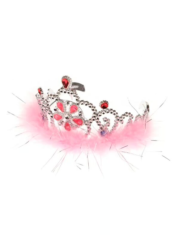Kostümzubehör Diadem mit rosa Marabu silber