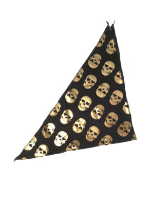 Kostümzubehör Dreieckstuch Totenkopf gold