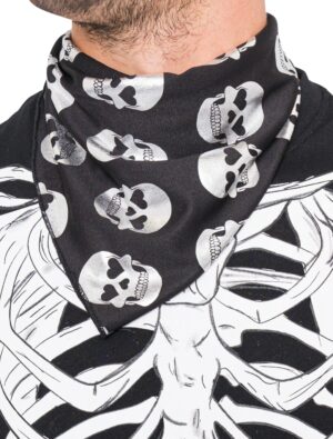Kostümzubehör Dreieckstuch Totenkopf silber