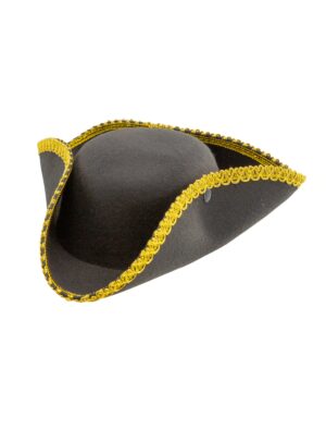 Kostümzubehör Dreispitz mit Borte schwarz/gold 59