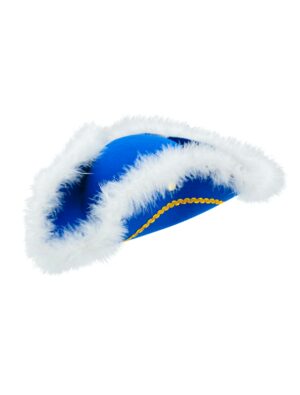 Kostümzubehör Dreispitz mit Marabu blau 55