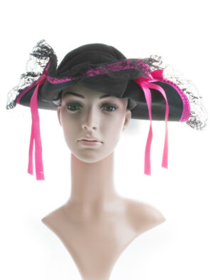 Kostümzubehör Dreispitz schwarz/pink
