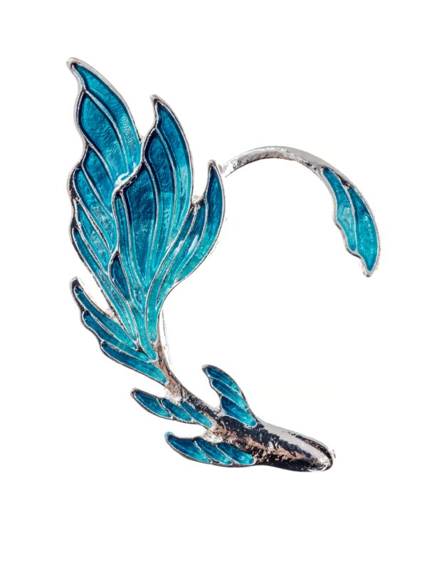 Kostümzubehör Earcuff Flügel mit Stecker blau