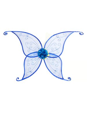 Kostümzubehör Elfenflügel mit Blumen 96x50cm blau