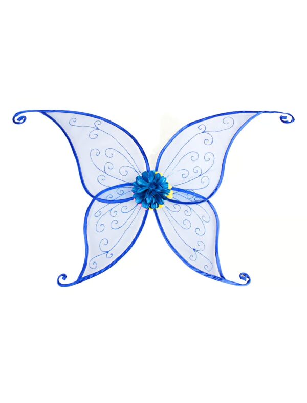 Kostümzubehör Elfenflügel mit Blumen 96x50cm blau
