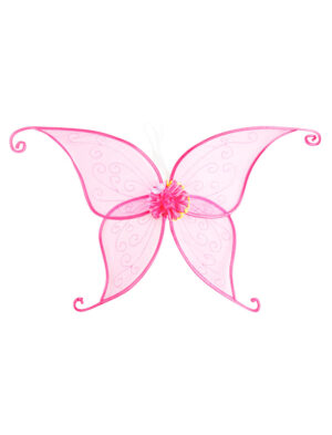 Kostümzubehör Elfenflügel mit Blumen 96x50cm pink