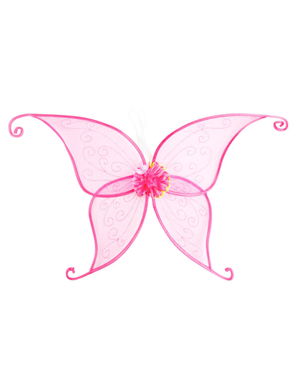 Kostümzubehör Elfenflügel mit Blumen 96x50cm pink