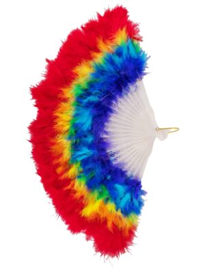 Kostümzubehör Fächer aus Federn rainbow