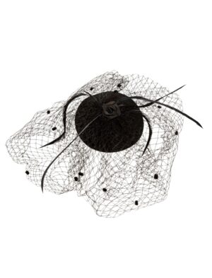Kostümzubehör Fascinator mit Clip schwarz