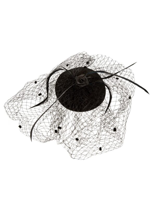 Kostümzubehör Fascinator mit Clip schwarz