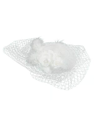 Kostümzubehör Fascinator mit Clips weiß