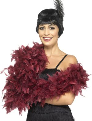 Kostümzubehör Federboa 80g 180cm Damen bordeaux