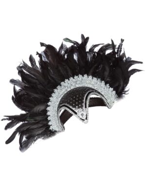 Kostümzubehör Federkopfschmuck Brasilien schwarz/silber