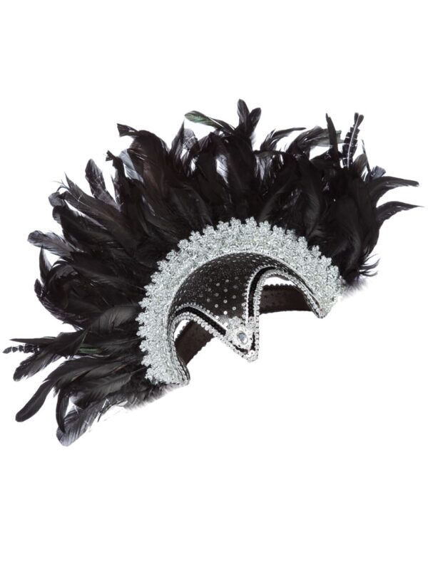 Kostümzubehör Federkopfschmuck Brasilien schwarz/silber