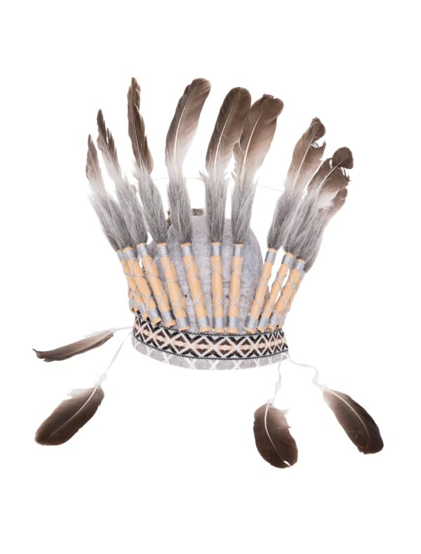 Kostümzubehör Federkopfschmuck Indianer grau/braun