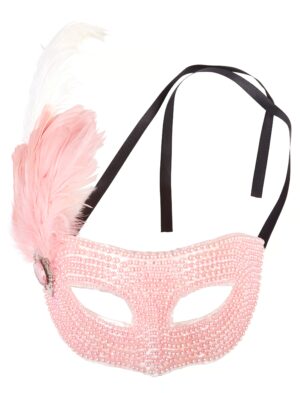 Kostümzubehör Federmaske Perlmutt-Optik rosa
