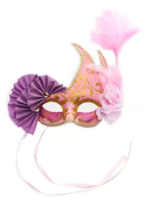 Kostümzubehör Federmaske Venezia pink/lila