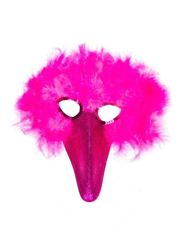 Kostümzubehör Federmaske Vogel pink