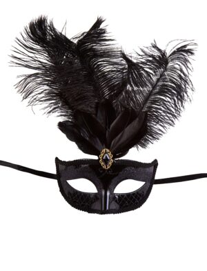 Kostümzubehör Federmaske schwarz