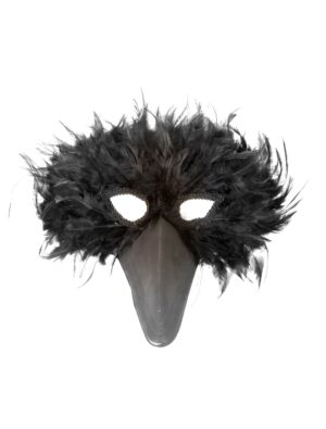Kostümzubehör Federmaske schwarzer Vogel