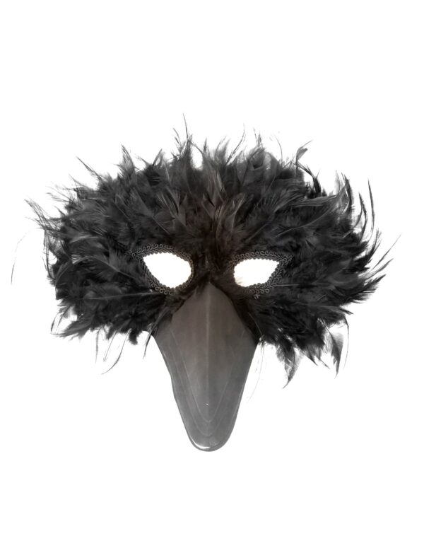 Kostümzubehör Federmaske schwarzer Vogel