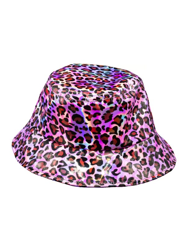 Kostümzubehör Fischerhut Holo Leopard schwarz/pink one size