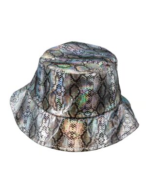 Kostümzubehör Fischerhut Holo Reptil schwarz/silber one size