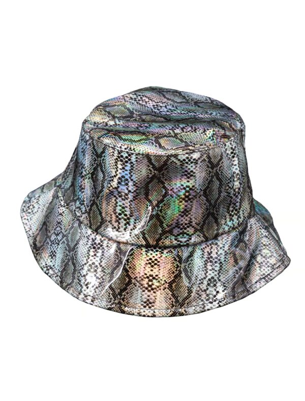 Kostümzubehör Fischerhut Holo Reptil schwarz/silber one size